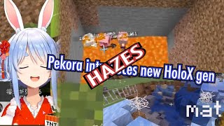 Pekora & Botan introduce new HoloX gen to Minecraft by burning and exploding them for Usada Kensetsu