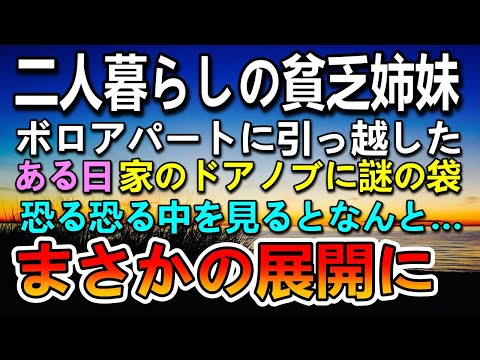 【感動する話】廃棄弁当生活のボロボロ姉妹。ある日引っ越し先の家のドアノブに謎の袋が…なんと隣の部屋の女性が…【泣ける話】【いい話】