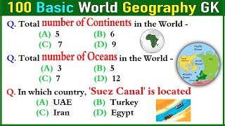 100 GEOGRAPHY GK | World Geography GK | Geography Quiz MCQ Questions  General Knowledge