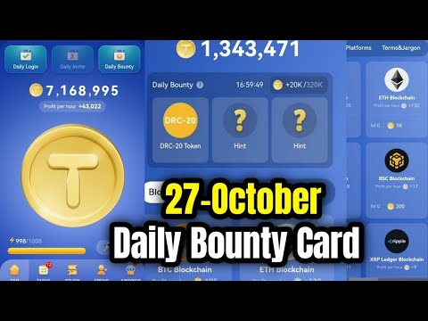 Tap Coin Daily Bounty 27 October | Tap Coin Daily Combo Today