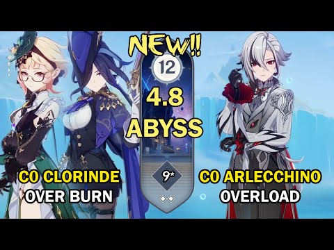 C0 Clorinde Emilie & C0 Arlecchino | NEW Spiral Abyss 4.8 Floor 12 (9 Stars) | Genshin Impact【原神】