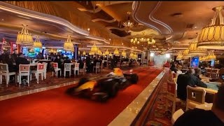 Sergio Perez driving through the Wynn Casino