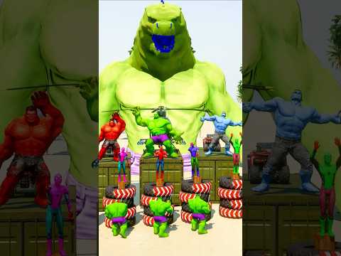 CHARGED GODZILLA SAVING TEAM SPIDERMAN FROM HULK BROTHERS 🥰| #shorts #gta5