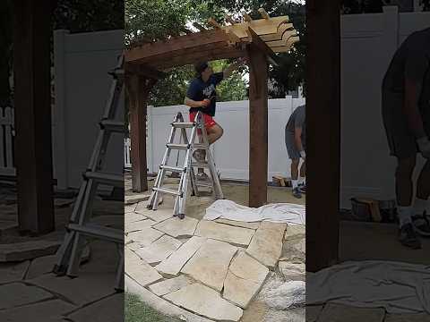 Staining Arbor Swing Structure #staining #outdoorliving #backyarddesign