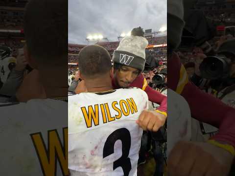 Respect 🤝 Steelers & Commanders players meet up after the Steelers win #steelers #nfl #shorts