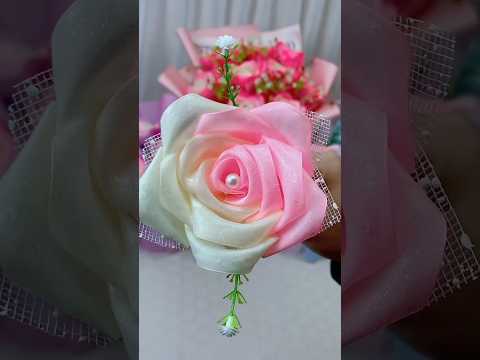 Satin ribbon double color rose tutorial handmade #handmadegifts #flowers #gift #ribbon  #pinkroses