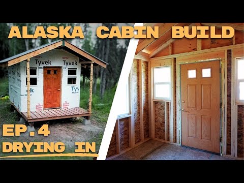 Building A Cabin And Living In The Alaska Wilderness | ASMR | Roofing, Windows, Door | EP. 4