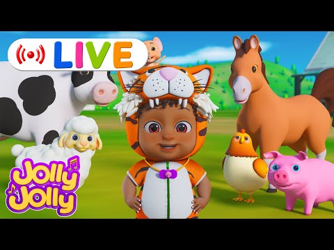 LIVE🔴The animals on the farm, Old MacDonald had a farm + More | Jolly Jolly & Animals - Best Songs!