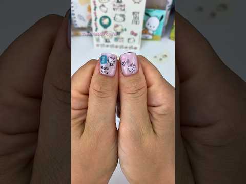 Sanrio Hello Kitty Decorate nails with cute stickers #sanrio #hellokitty #kawaii #sticker