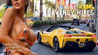 Beverly Hills [4K] 🇺🇸 EXOTIC Cars 🏎️  Fashion 💃🏻 Elegant Girls | California