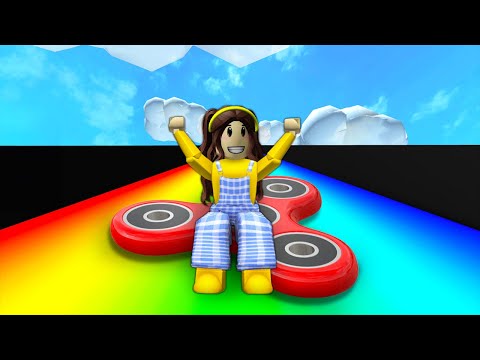 Sliding down a Giant Rainbow in Roblox