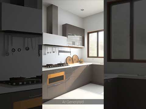 Modern Kitchen Design Using Artificial intelligence (AI) | Grey theme | #kitchen  | #housedesign