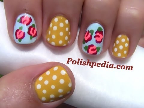 Floral Polka Dot Nail Art