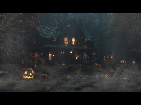 Haunted House in the Old Forest | Halloween Night Ambience with Rain & Spooky Sounds