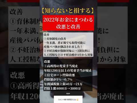 2022年のお金の改悪と改善