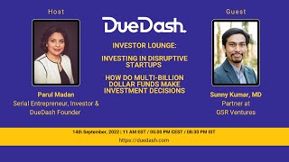 DueDash Investor Lounge: Investing in disruptive startups