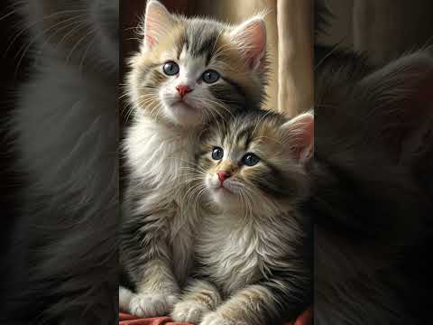 Adorable Kitten Duo: Fluffy Friends Together  #cute #tinypets #tinycreatures #kitten