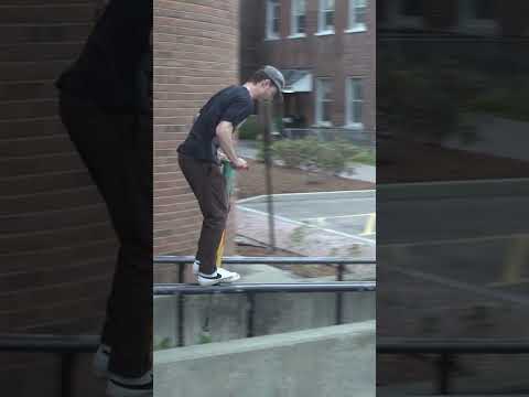 Down grind on a pogo stick, with a frontflip at the end!