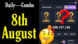 Hamster kombat daily combo cards 8 August today | hamster kombat today combo | 8 august daily combo