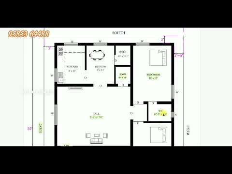 Best north facing house plan 2 bhk as per vastu