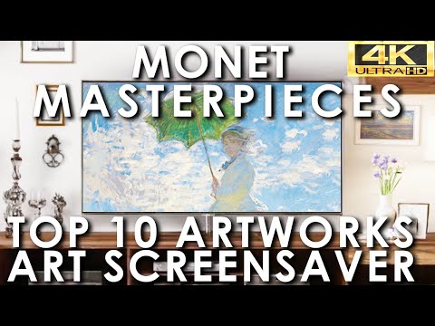 Monet Art Slideshow Top 10 Masterpieces | Famous Paintings Screensaver | No Sound 4K UHD