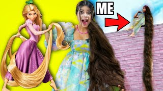 I Survived in World's Longest Hair for 24 hours! *Rapunzel in Real life* 👑