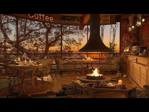 Cozy Cabin Coffee Shop Ambience ☕ Smooth Piano Jazz Music for Relaxing, Studying, Sleeping