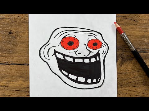 How to draw crazy troll face step-by-step | drawing tutorial