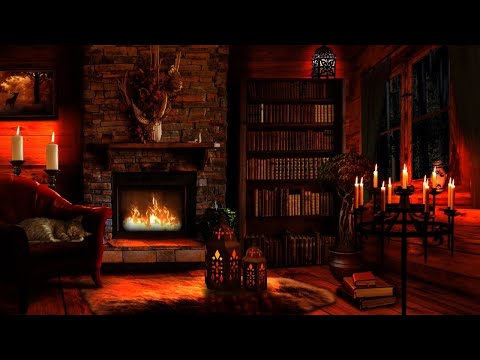 1 Hour Rain, Thunder and Fireplace Sounds in a cozy Hut Ambience - Sounds for Sleep, Relax and Study