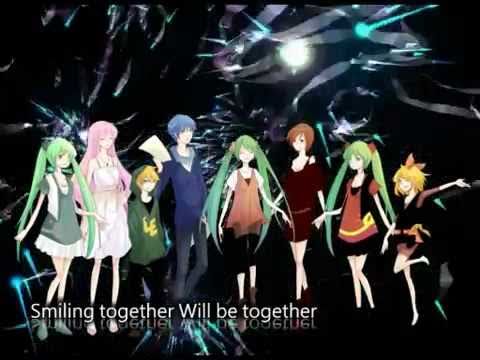 [Luka Rin Miku Len Meiko Gackpo Kaito miki Gumi Kiyoteru Mizki Lily Yuki] "smiling" english & romaji