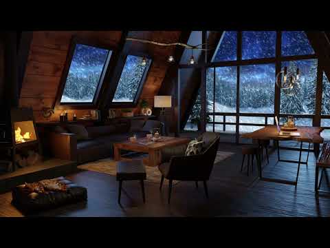 Snowstorm, Howling Wind And Crackling Fireplace In A Cozy Winter Hut - For Sleep, Relax & Study