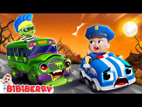 Jozzy's Police Car Chase The Zombie Bus 🚓 Police Car Song - Bibiberry Nursery Rhymes & Kids Songs