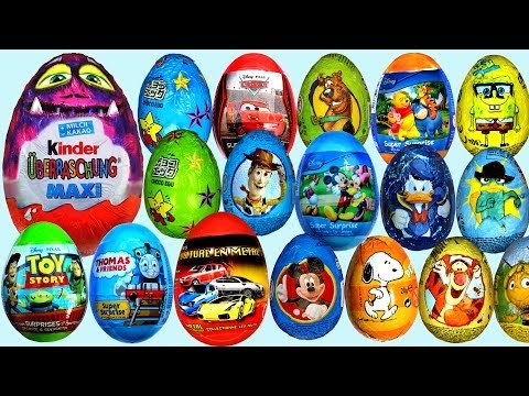 26 Surprise eggs Kinder Maxi Disney Pixar Cars 2 Маша и Медведь Kinder Surprise Toy Story