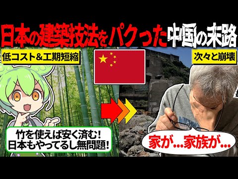 【日常風景】中国が日本の工法「竹筋コンクリート」をパクった結果、次々と建物が崩壊...【ずんだもん＆ゆっくり解説】