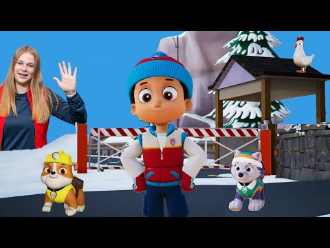 Assistant helps Everest and Rubble On the Snowy Mountain In Paw Patrol World