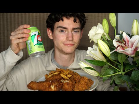 ASMR Valentines Dinner Date | KFC Mukbang (up-close crunchy eating sounds)