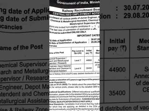 recruitment of RRB JE for 7951 posts  short notice released