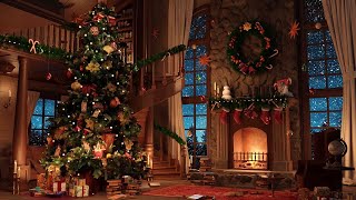 Snowy Christmas Ambience with Instrumental Christmas Music Playlist & Crackling Fireplace