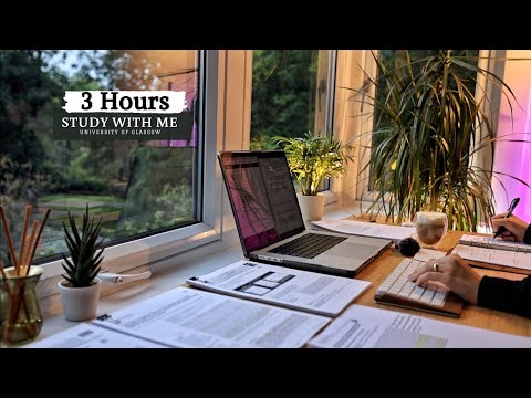 3 HOUR STUDY WITH ME | Background noise, 10 min Break, No music, Study with Merve