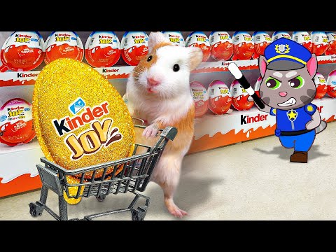 HamHam goes to Supermarket and takes SUPRPISE Kinder Joy Eggs From Talking Tom | Life Of Pets HamHam