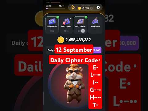 #12Sept Today Daily Cipher Code | Hamster Kombat Daily Combo Card | hamster Cipher Code 12 September