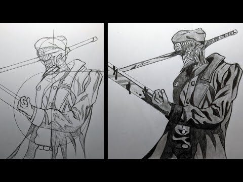 How to draw Katana Man | Chainsaw Man step-by-step | Easy anime drawing step by step for beginners