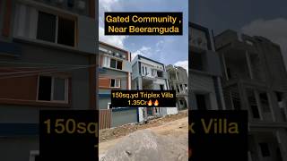 1.35cr only😍 || Triplex Villa For  Sale In Beeramguda,  Hyderabad #villa #shorts #gatedcommunity