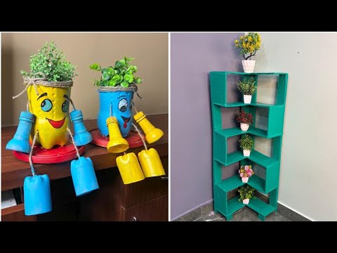 DIY Plastic Bottle Planters & Cardboard Shelf | Easy Home Decor Ideas