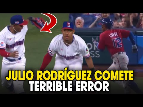 JULIO RODRÍGUEZ COMETE TERRIBLE ERROR ANTE EL BATAZO DE FRANCISCO LINDOR Y HACE JUGADOTA  - MLB WBC