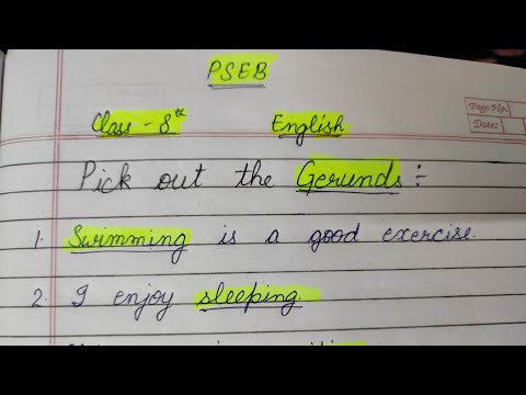 PSEB Class 8th English Grammar Important Gerunds Session 2023-24