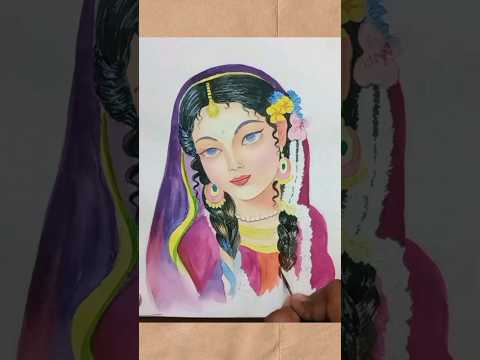 Shri Radha Painting/Radharani Watercolor Painting/#art#drawing #painting #radha#radharani #shorts