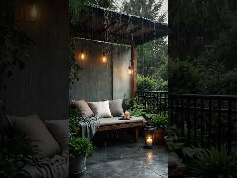 Pavilion Reading Nook in Rain Ambience 🌧️🌿 #relax #rain #vibe #rainsounds #relaxing