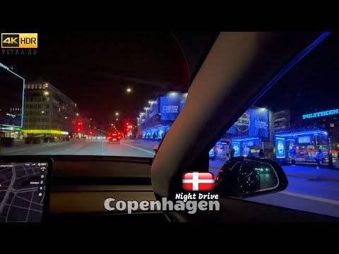 Night Drive in Downtown Copenhagen Denmark, My New Car Tour, Saturday, March 2024