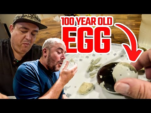 Gross century egg eating challenge !